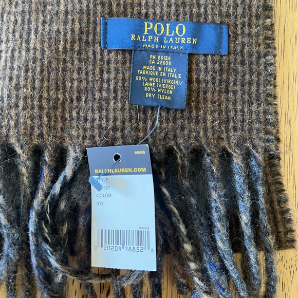 Polo Ralph Lauren Blue Wool Blend Scarf - Picture 4 of 6